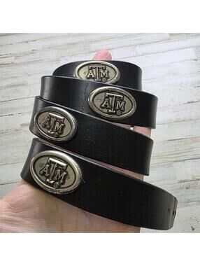 Texas A&M Aggies Black Size 46 Leather CONCHO BELT Fan Gameday Alumni Gift
